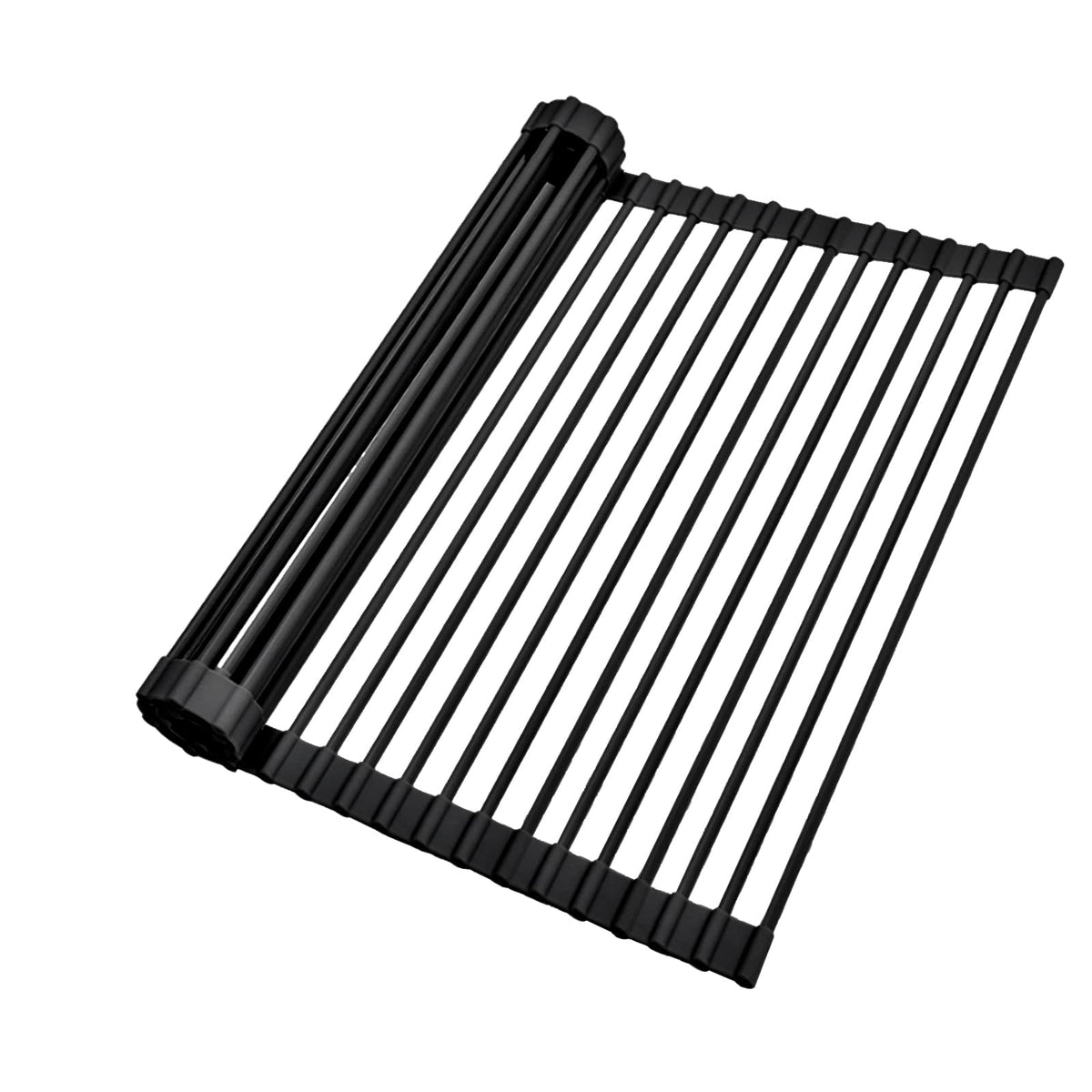 Ohuhu Over Sink Dish Drying Rack Silicone Wrapped 17.6" W x 15.4" L Large Over the Sink Roll Up Dish Drainer - Foldable Sink Drying Rack Rolling Drain Mats Anti-Slip Multipurpose for Kitchen Counter
