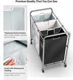 ROMOON Laundry Sorter Hamper 3 Section, Divided Laundry Basket Organizer
