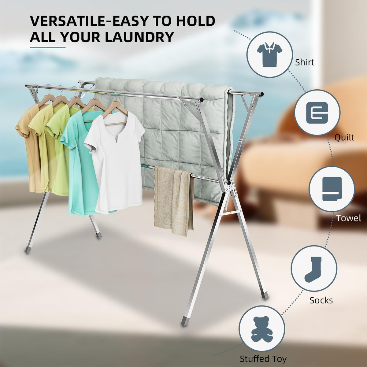 95" Clothes Drying Rack,Laundry Drying Rack Clothing for Indoor Outdoor