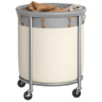 SONGMICS Laundry Basket with Wheels, 110L, Steel Frame, Removable Bag