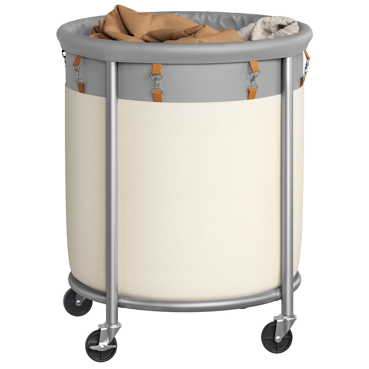 SONGMICS Laundry Basket with Wheels, 110L, Steel Frame, Removable Bag