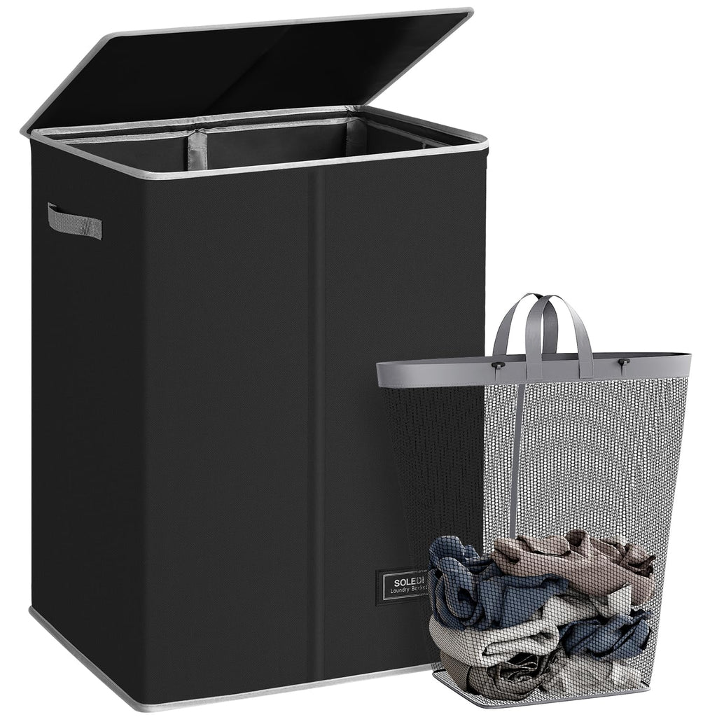 SOLEDI 100L Laundry Hamper with Lid, Large Collapsible Laundry Basket