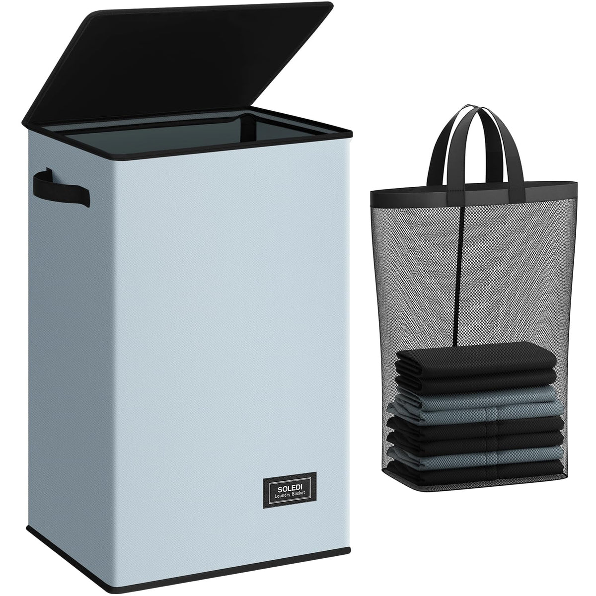 SOLEDI 100L Laundry Hamper with Lid, Large Collapsible Laundry Basket