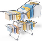 Sakugi Clothes Drying Rack, Foldable 2-Level with 55.5" Adjustable Wings