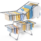 Sakugi Clothes Drying Rack, Foldable 2-Level with 55.5" Adjustable Wings
