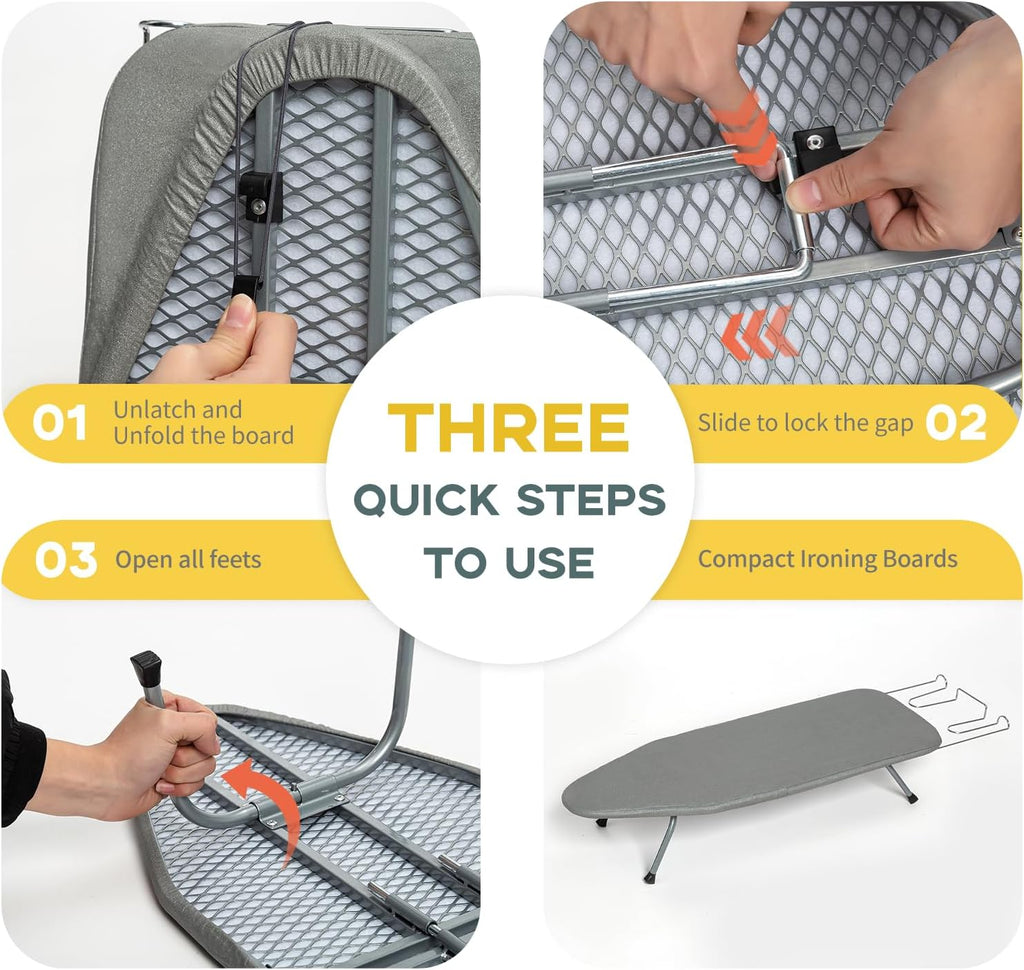 RAINHOL Gray Mini Tabletop Ironing Board 31"x12"