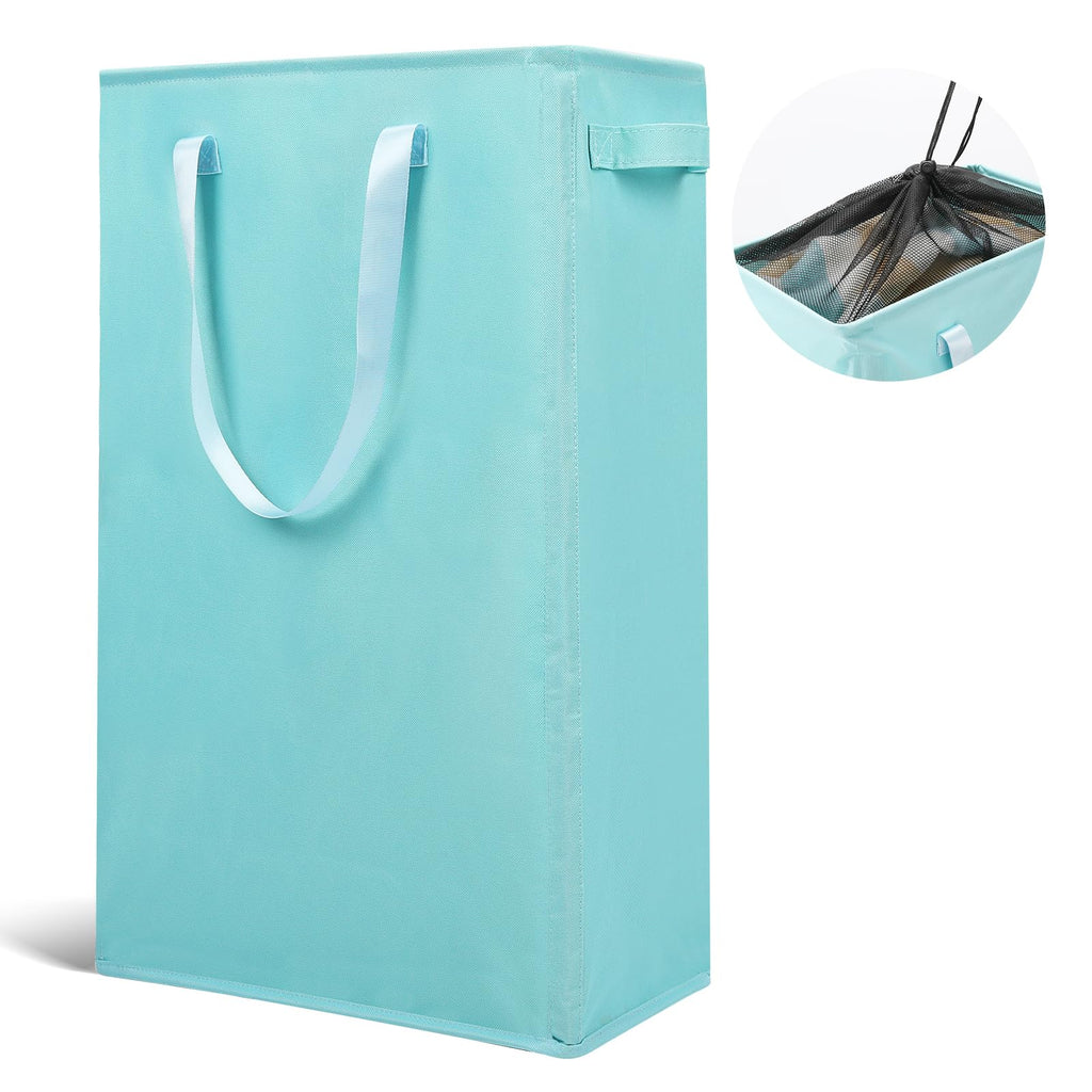 Odonata Slim Laundry Hamper Handles Collapsible Laundry Basket Thin Dirty Clothes Basket Narrow Laundry Bag Foldable Dirty Hamper 45L (Beige)