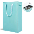 Odonata Slim Laundry Hamper Handles Collapsible Laundry Basket Thin Dirty Clothes Basket Narrow Laundry Bag Foldable Dirty Hamper 45L (Beige)