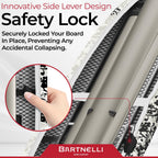 Bartnelli Pro Luxury Ironing Board - Extra Wide 51x19 Ironing Surface, Ultra-Premium Aluminum Build, Includes Steam Iron Rest, Adjustable Height, Foldable, European Made