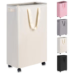 efluky Slim Laundry Hamper with Wheels, Rolling Laundry Basket for Clothes, Small Laundry Basket for Bedroom, Dorm and Laundry Room, 60L (12.7 Gallons) Beige