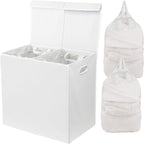 Simple Houseware Double Laundry Hamper with Lid & Removable Bags, Black