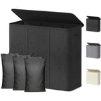 Lifewit Double Laundry Hamper with Lid, Removable Laundry Bags, Black