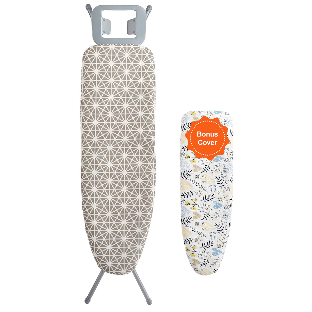 VEVOR Ironing Board with Bottom Storage Tray, Thickened 4 Layers Iron Board with Heat Resistant Cover and 100% Cotton Cover, 10 Adjustable Heights Ironing Board for Home Laundry Room Use (Size 55x15)