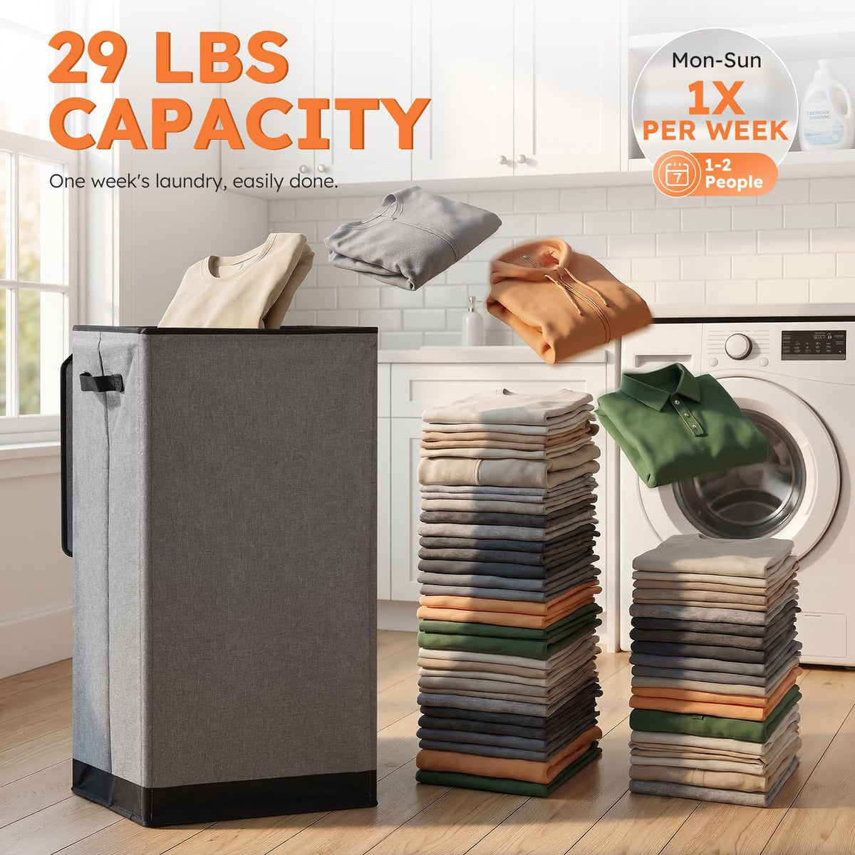SOLEDI 100L Laundry Hamper with Lid, Large Collapsible Laundry Basket
