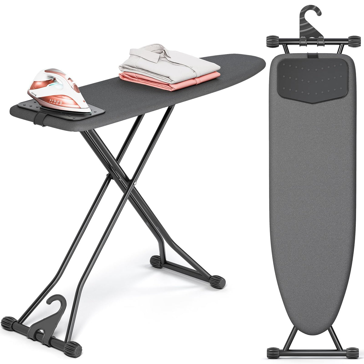APEXCHASER Foldable Compact Heigh Adjustable Ironing Board with Silicone