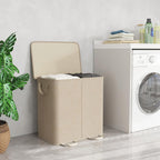 Lifewit Double Laundry Hamper with Lid, Removable Laundry Bags, Beige