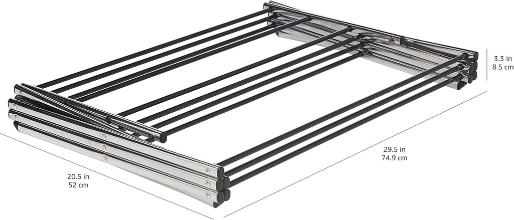 Amazon Basics Foldable Portable Metal Clothes Drying Rack for Indoor Air Drying, Energy Saving, 14.5 x 29.5 x 41.8 inches, Chrome Silver