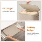 Lifewit 105L Large Laundry Basket with Lid, Laundry Hamper with Plastic Handles and Removable Bag, Foldable Tall Dirty Clothes Hampers for Laundry for Laundry Room, Bedroom, Bathroom, Dorm, Beige