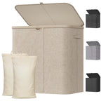 Lifewit 105L Large Laundry Basket with Lid, Laundry Hamper with Plastic Handles and Removable Bag, Foldable Tall Dirty Clothes Hampers for Laundry for Laundry Room, Bedroom, Bathroom, Dorm, Beige