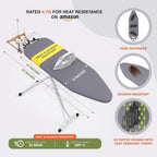 Xabitat Ironing Board Extra-Wide 57" x 18" Foldable with Wall Hanger