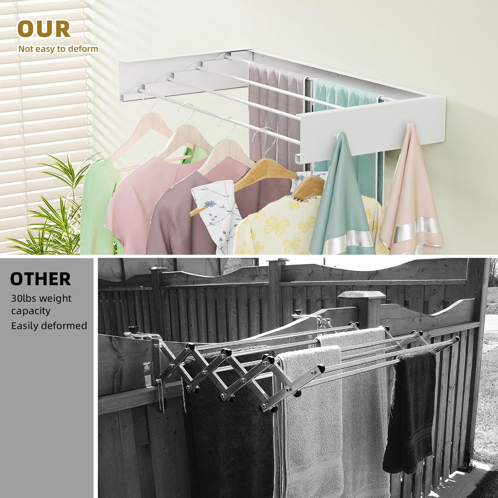 BAKON Wall Mounted Clothes Drying Rack 23.6'',Space Saving for Laundry Room