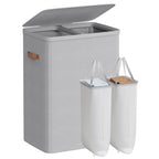 SONGMICS Laundry Basket, 170L Laundry Hamper with Lid, 2 Removable Bags