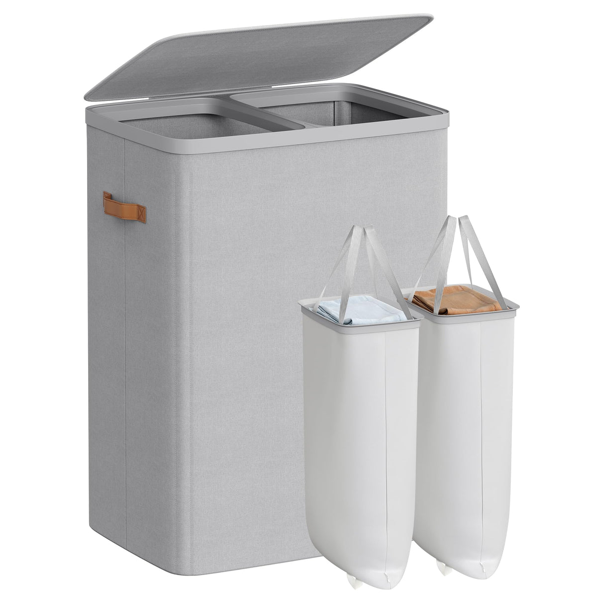 SONGMICS Laundry Basket, 170L Laundry Hamper with Lid, 2 Removable Bags