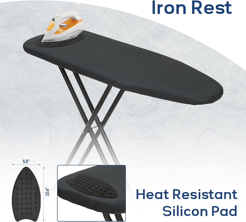 Ironing Board 43x13 with Iron Rest, RAINHOL Black Full Size Iron Board