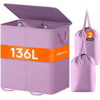 Lifewit Double Laundry Hamper with Lid, Removable Laundry Bags, Black