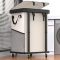 Laundry Hamper with Wheels,150L Leather Patchwork Clothes Hamper Black