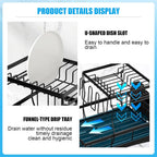 7 code 2-Tier Large Dish Drying Rack for Kitchen Counter, Black