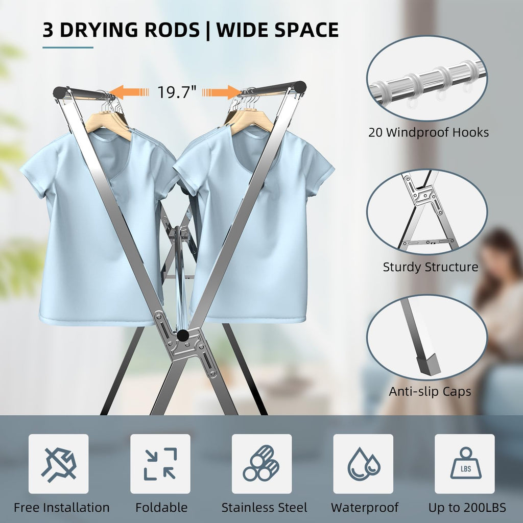 95" Clothes Drying Rack,Laundry Drying Rack Clothing for Indoor Outdoor
