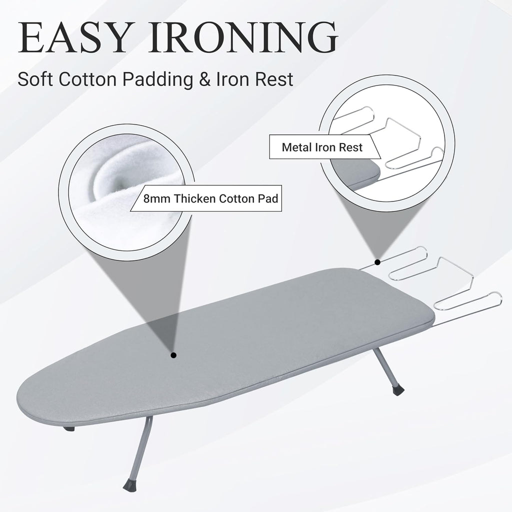 ZOES HOMEWARE Premium Metal Mesh Panel Tabletop Ironing Board Silver
