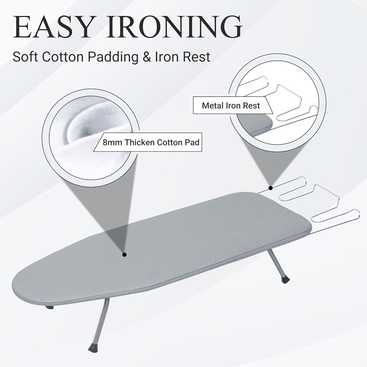 ZOES HOMEWARE Premium Metal Mesh Panel Tabletop Ironing Board Silver