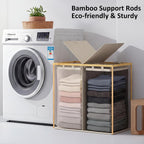 efluky Double Laundry Hamper with Lid and 2 Removable Bags, Beige