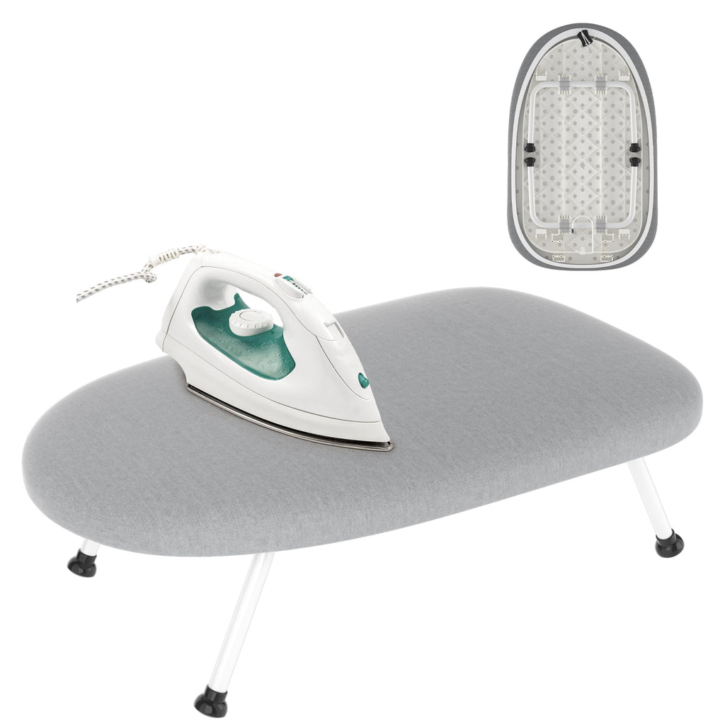 Ironing Board, 43"×13" with Iron Rest, 7 Adjustable Height & Clothes Shelf