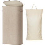 Lifewit Slim Laundry Basket with Lid and Removable Bag, 65L, Beige