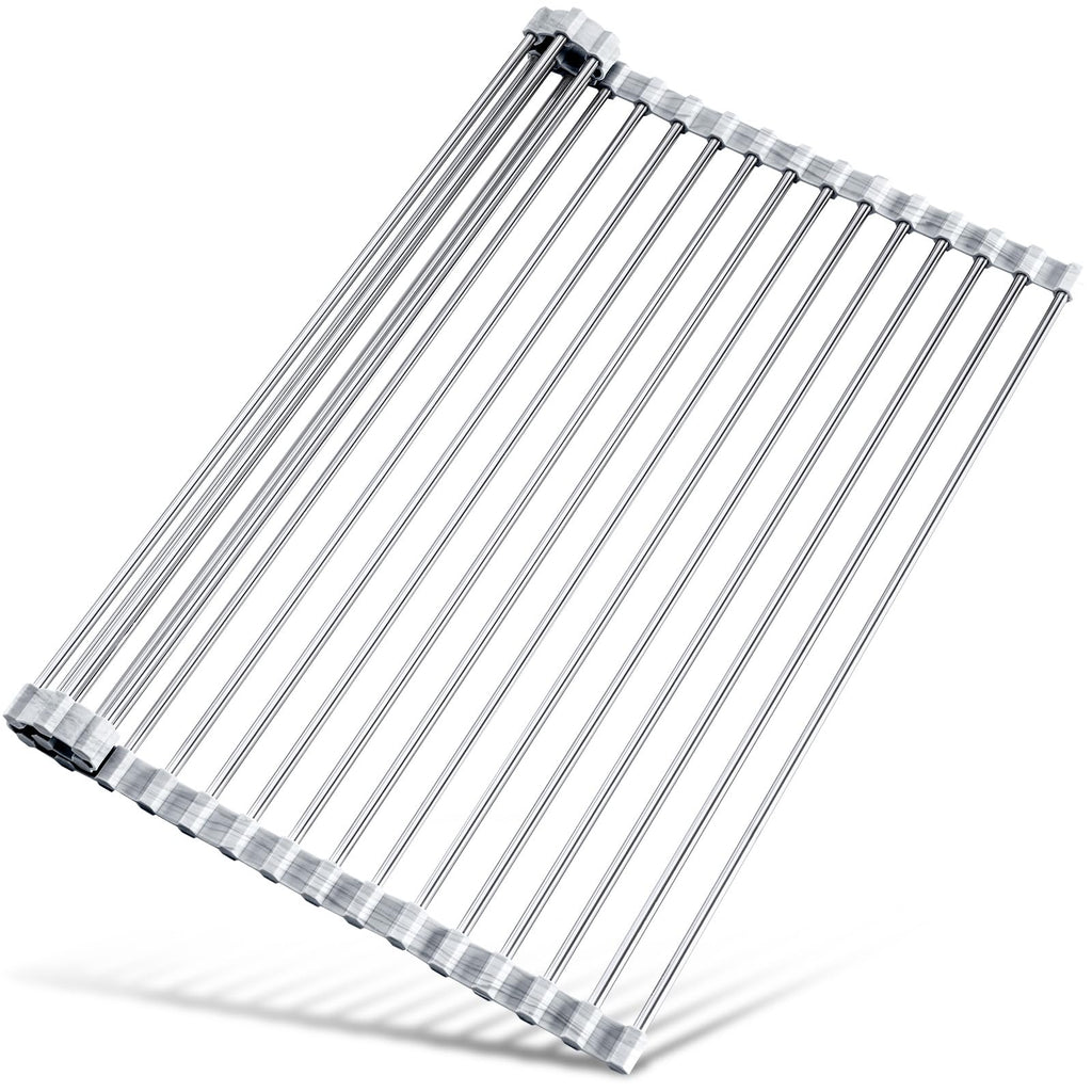 Tomorotec Roll Up Dish Drying Rack Over Sink, 304 Steel, 17.7x15.5, Grey