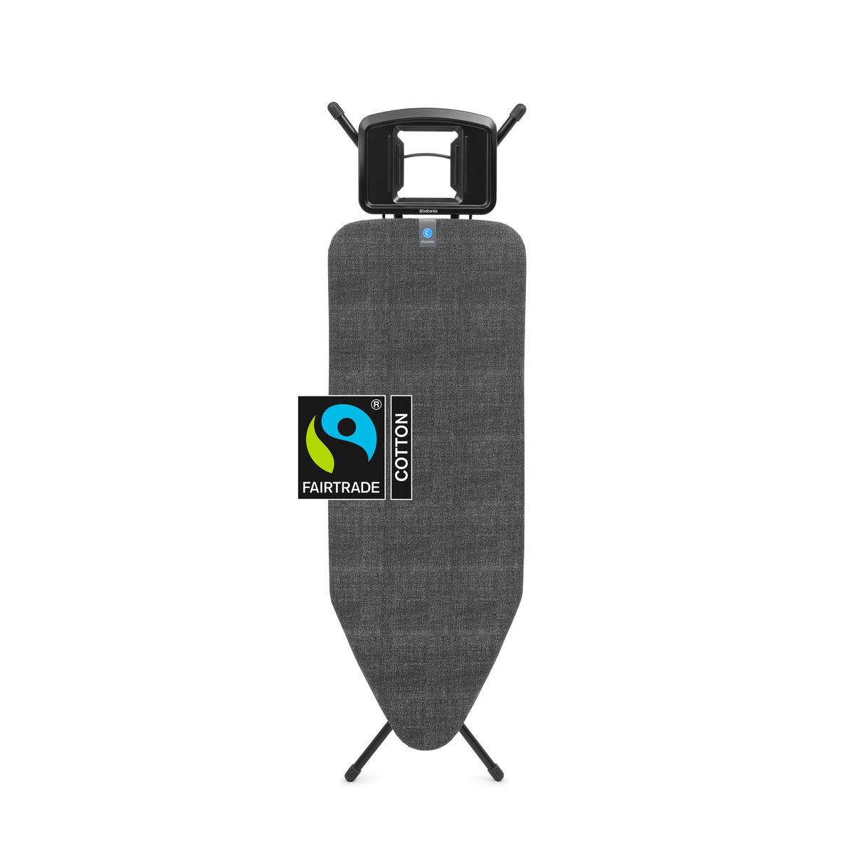 Brabantia XL Comfort Ironing Board with Solid Steam Iron Rest | Large (Size C) | Fairtrade Denim Black Cover | Adjustable Height (27-38"), Easy Fold, Anti-Collapse Lock, Non-Slip Feet