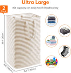 Lifewit 80L Large Laundry Baskets, Laundry Hampers Bags, 2 Pack, Beige