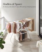 SONGMICS Clothes Drying Rack, Foldable Space-Saving Steel Laundry Rack
