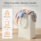 Lifewit Slim Collapsible Laundry Basket with Handles, 50L, Beige