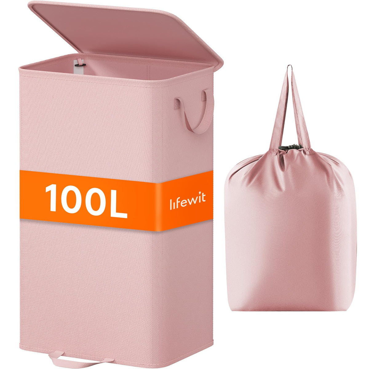 Lifewit Double Laundry Hamper with Lid, Removable Laundry Bags, Black