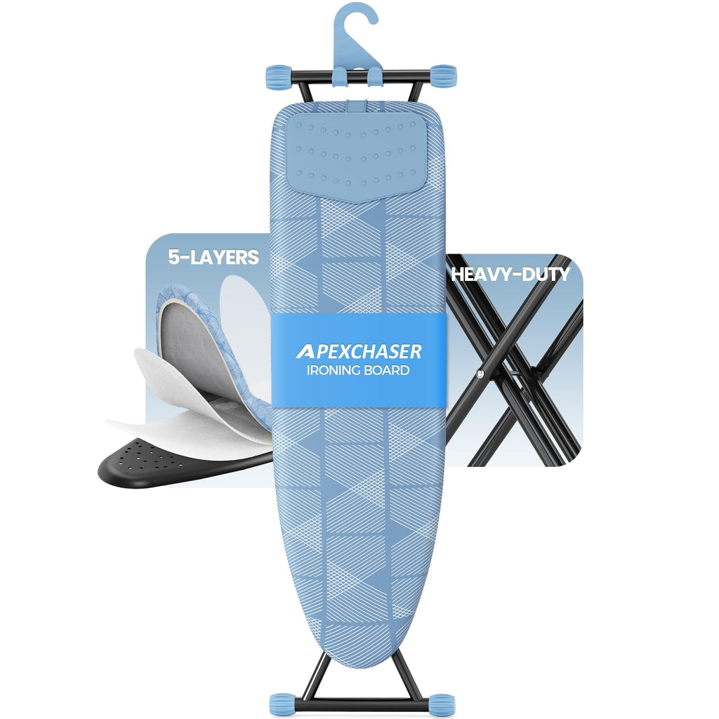 APEXCHASER Foldable 7-Level Heigh Adjustable Ironing Board with Iron Rest