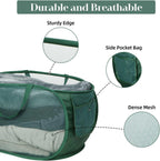 Sturdy Mesh Pop Up Laundry Hamper, Collapsible Laundry Baskets with Side Pocket, Foldable Clothes Hamper with Reinforced Carry Handles for Laundry, Bathroom, Kids Room, Dorm or Travel 2 Pack Emerald