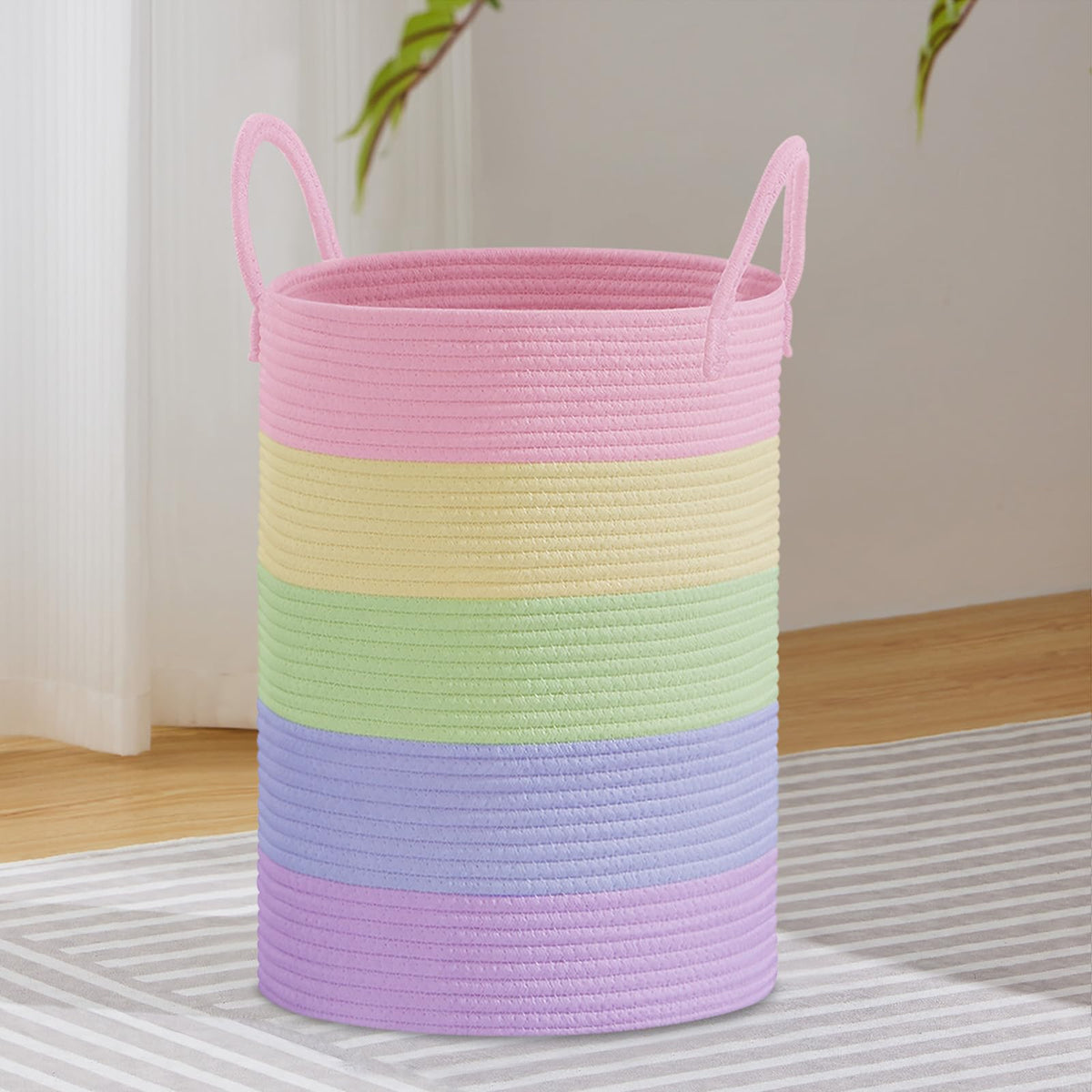 VIPOSCO 72L Tall Woven Laundry Basket Hamper, White
