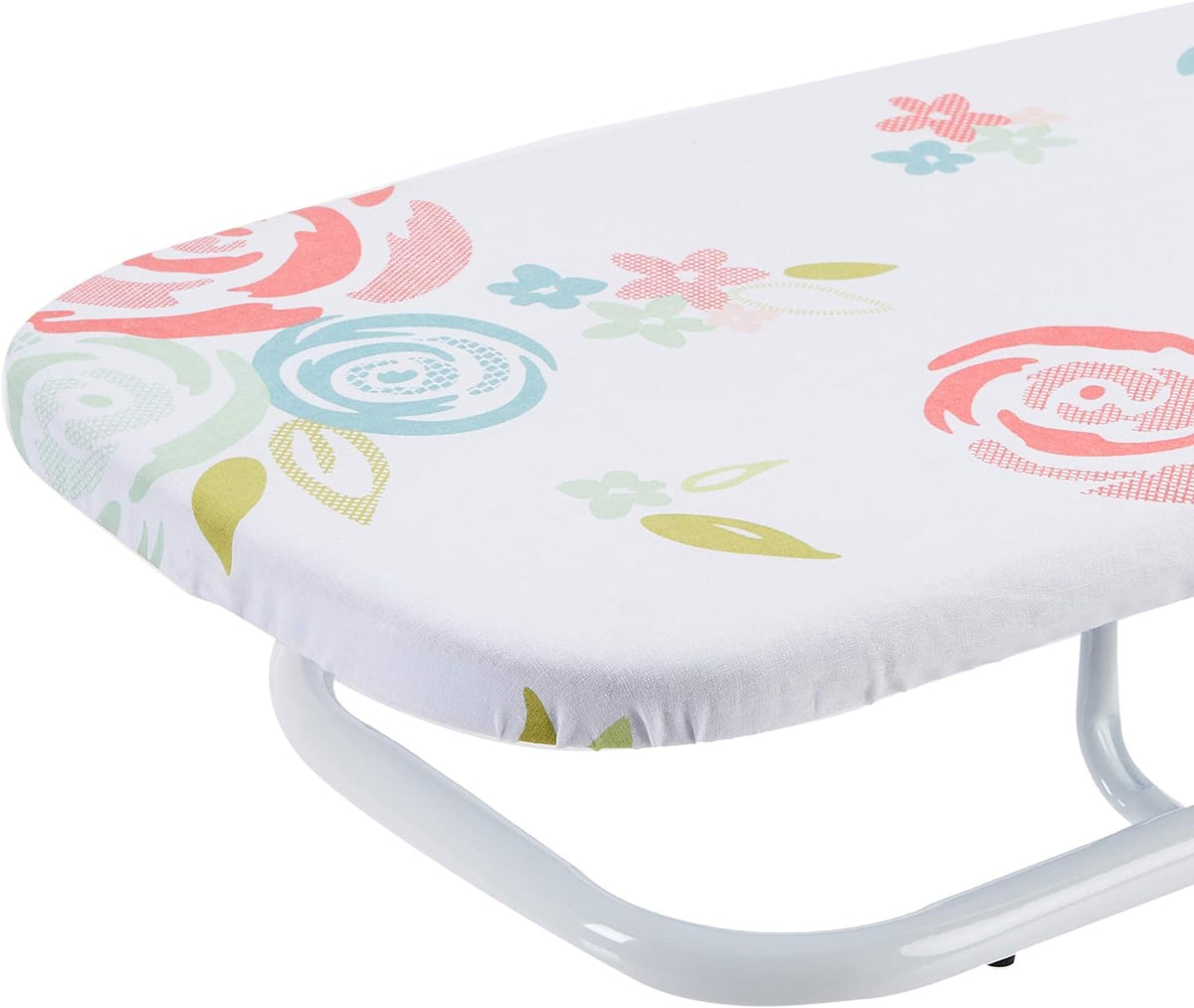 Amazon Basics Foldable Space Saving Ironing Board Tabletop with Non-Slip Feet, 77x29 cm, White, Floral