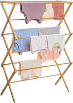 Honey-Can-Do Bamboo Collapsible Clothes Drying Rack, 25 Linear Feet