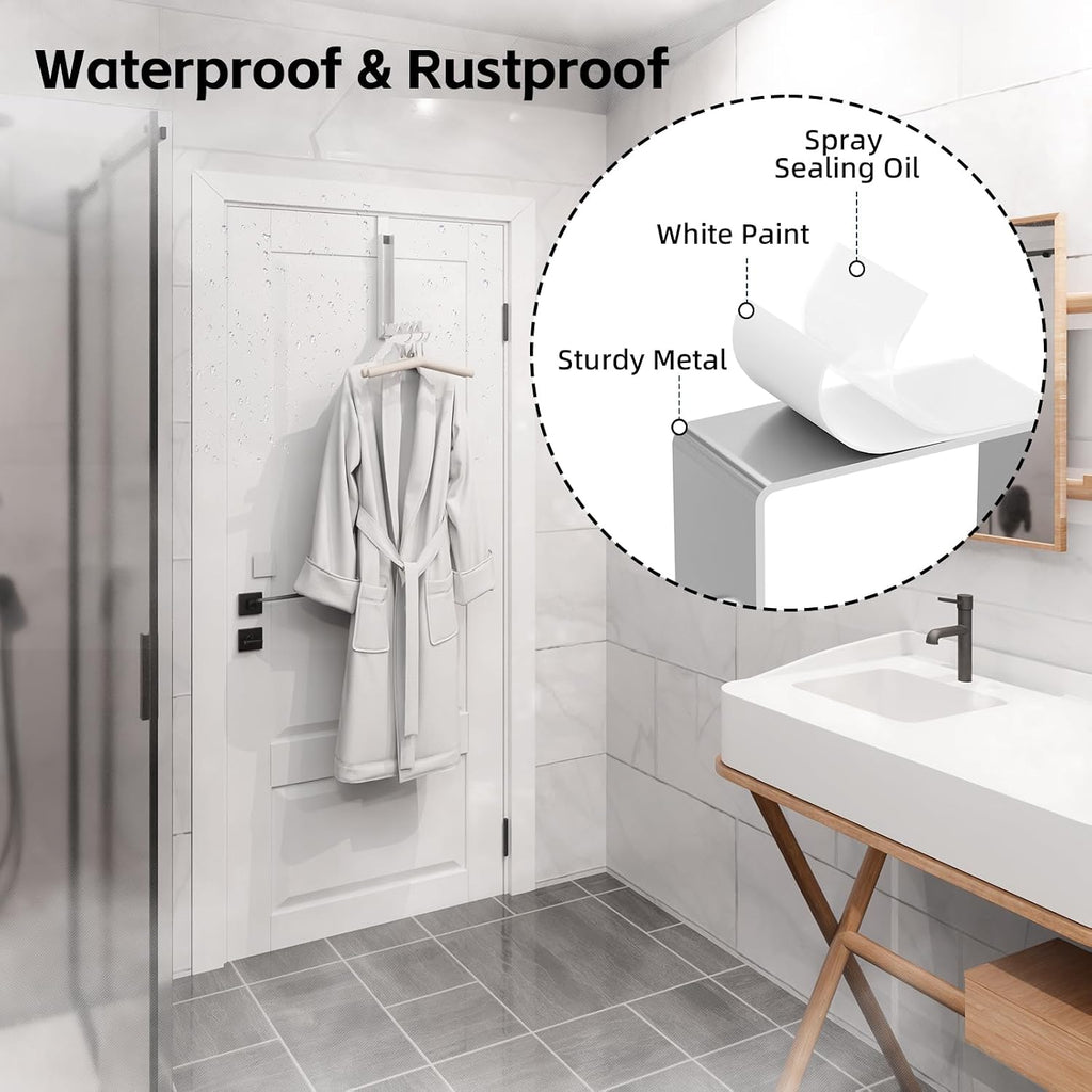 2 Pack Over The Door Hanger, Folding Over The Door Drying Rack, Over The Door Hooks, Door Hanger for Clothing, Over The Door Clothes Hanger,Portable Compact Clothes Drying Rack,White