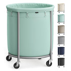 SONGMICS Laundry Basket with Wheels, 110L, Steel Frame, Removable Bag